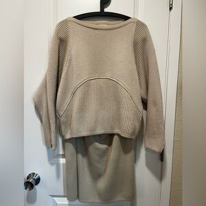 Vintage Cream Sweater Skirt Set